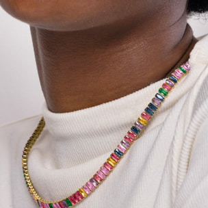 Collar de Circonita Multicolor acabado en oro amarillo de 18k