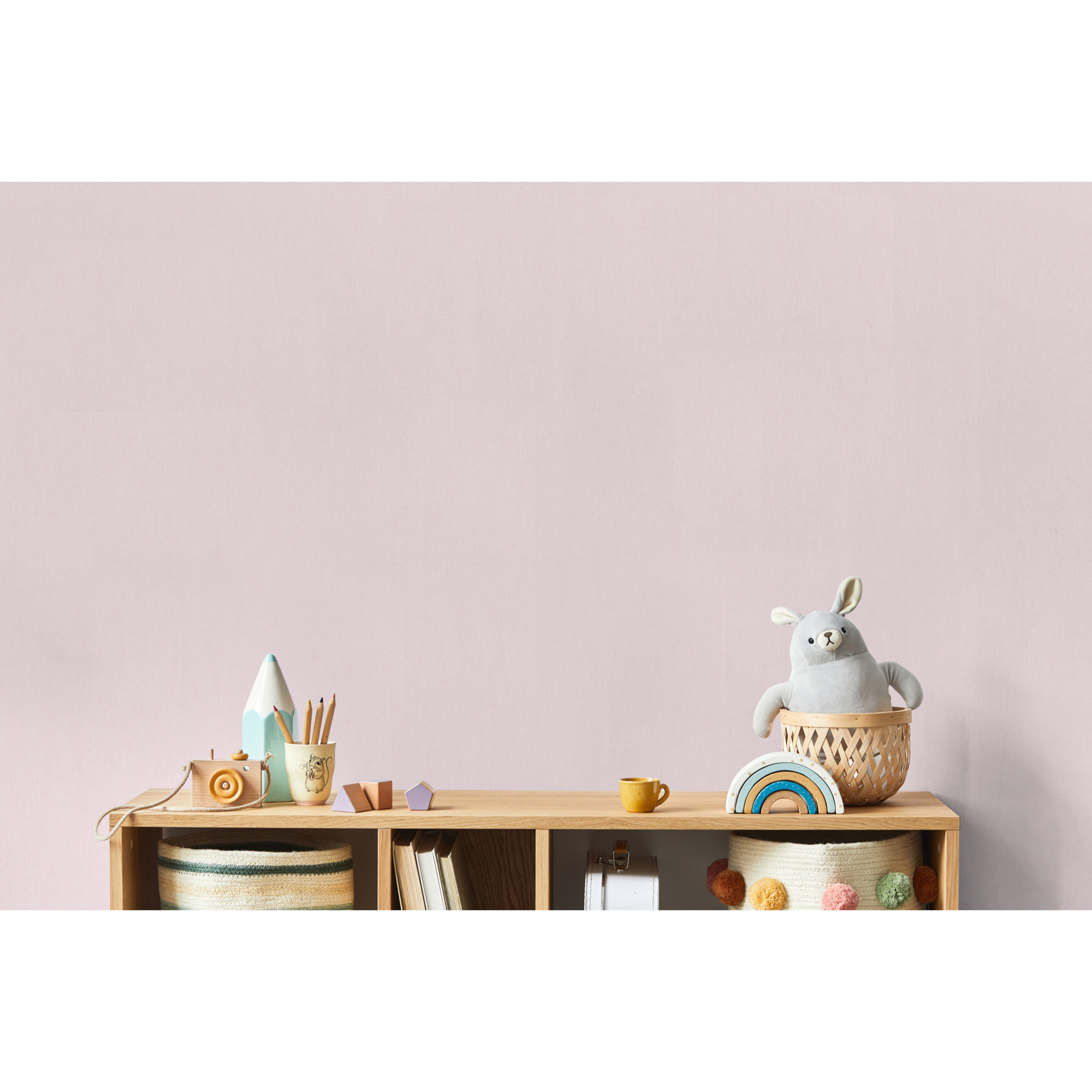 Papier peint enfant uni doux rose layette