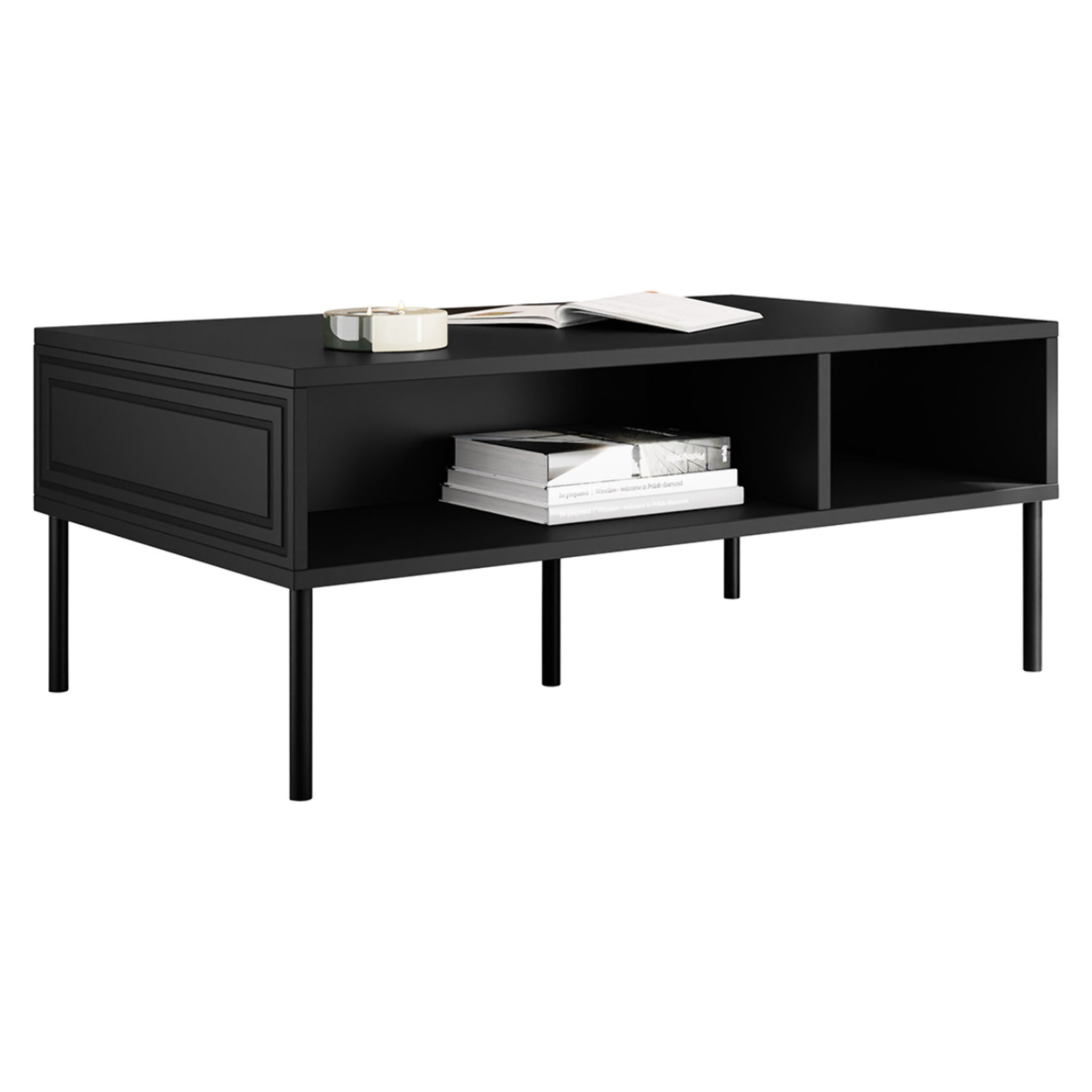 Lavaggi - table basse - 2 niches - 110 cm - Noir