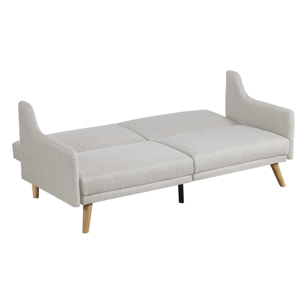 Canapé scandinave convertible 3 places en tissu gris clair ROUEN