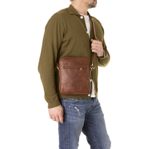 Borsa a tracolla  da uomo In Vera pelle Made in Italy 24x20x4 cm