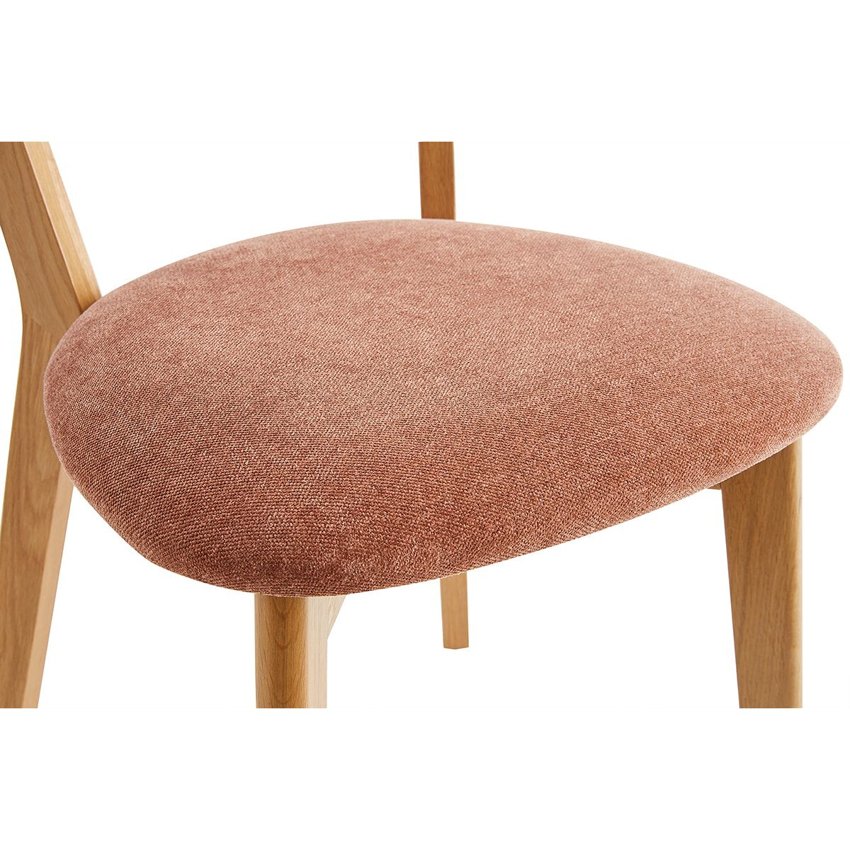 Chaises vintage en bois clair chêne et tissu effet velours terre brûlée (lot de 2) DOVE