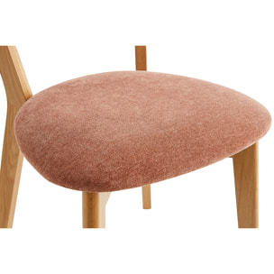 Chaises vintage en bois clair chêne et tissu effet velours terre brûlée (lot de 2) DOVE