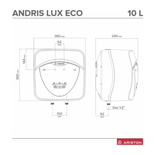 Scaldabagno Elettrico Boiler Classe A ARISTON Andris Lux Eco 10 L Sottolavello