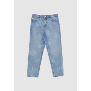 Jeans mom fit stampa fiori