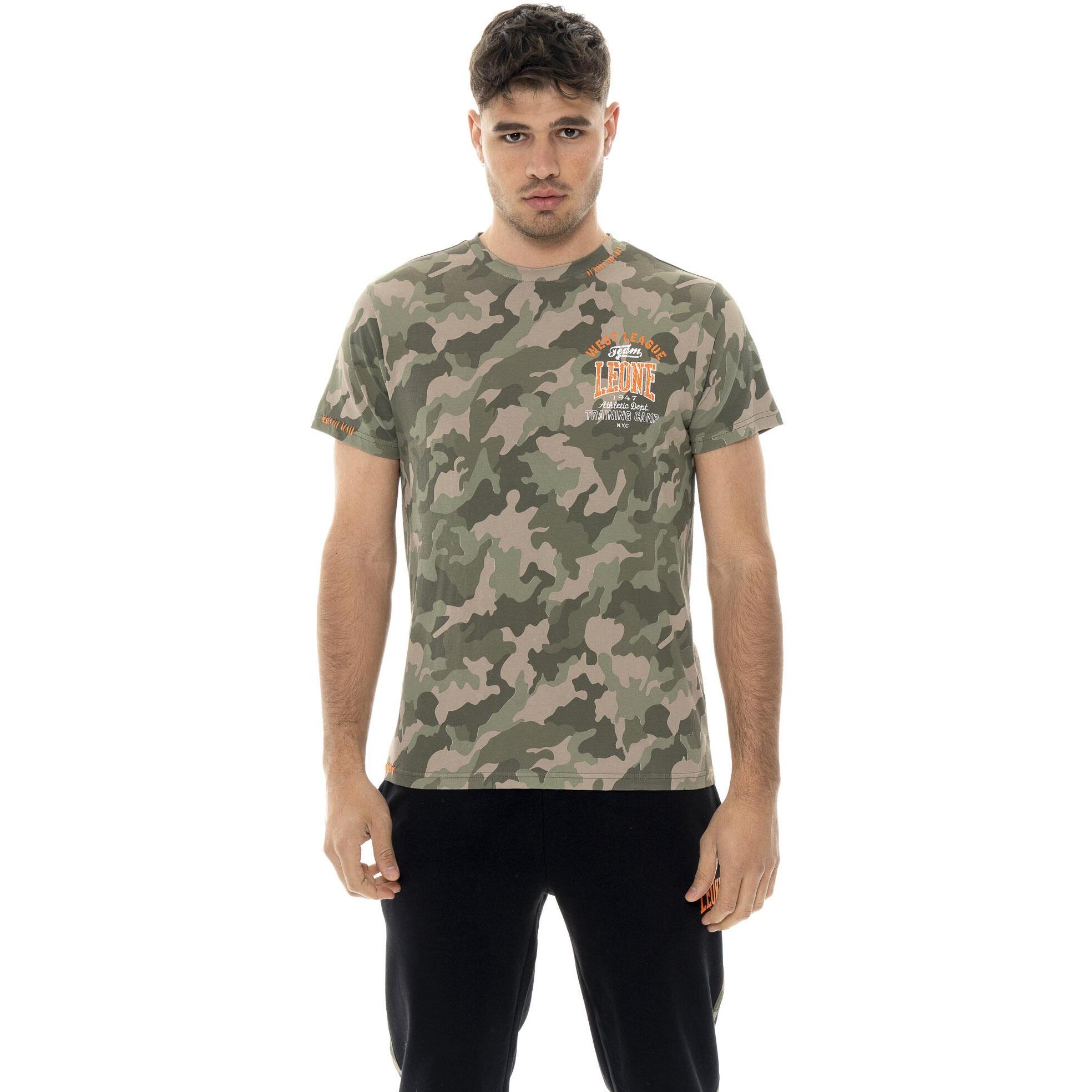 T-shirt da uomo a manica corta in cotone camouflage Leone Military 1947