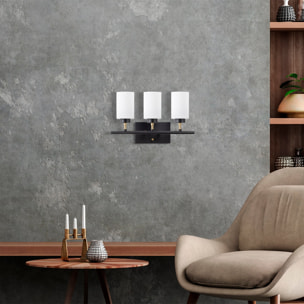 Aplique de pared, metal , negro, 46x15x28, casquillo 3 x E27 Max 40 W