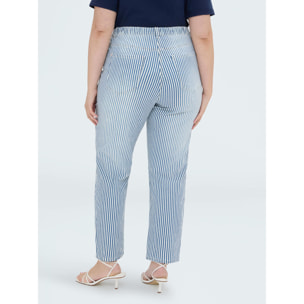 Fiorella Rubino - Jeans Barrel a righe - Blu