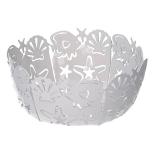 Cestina in metallo cavalluccio bianco tondo cm ø20h7