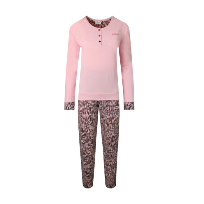 Pigiama Donna De Fonseca in Caldo Cotone, Art.DFPD6F18 Rosa