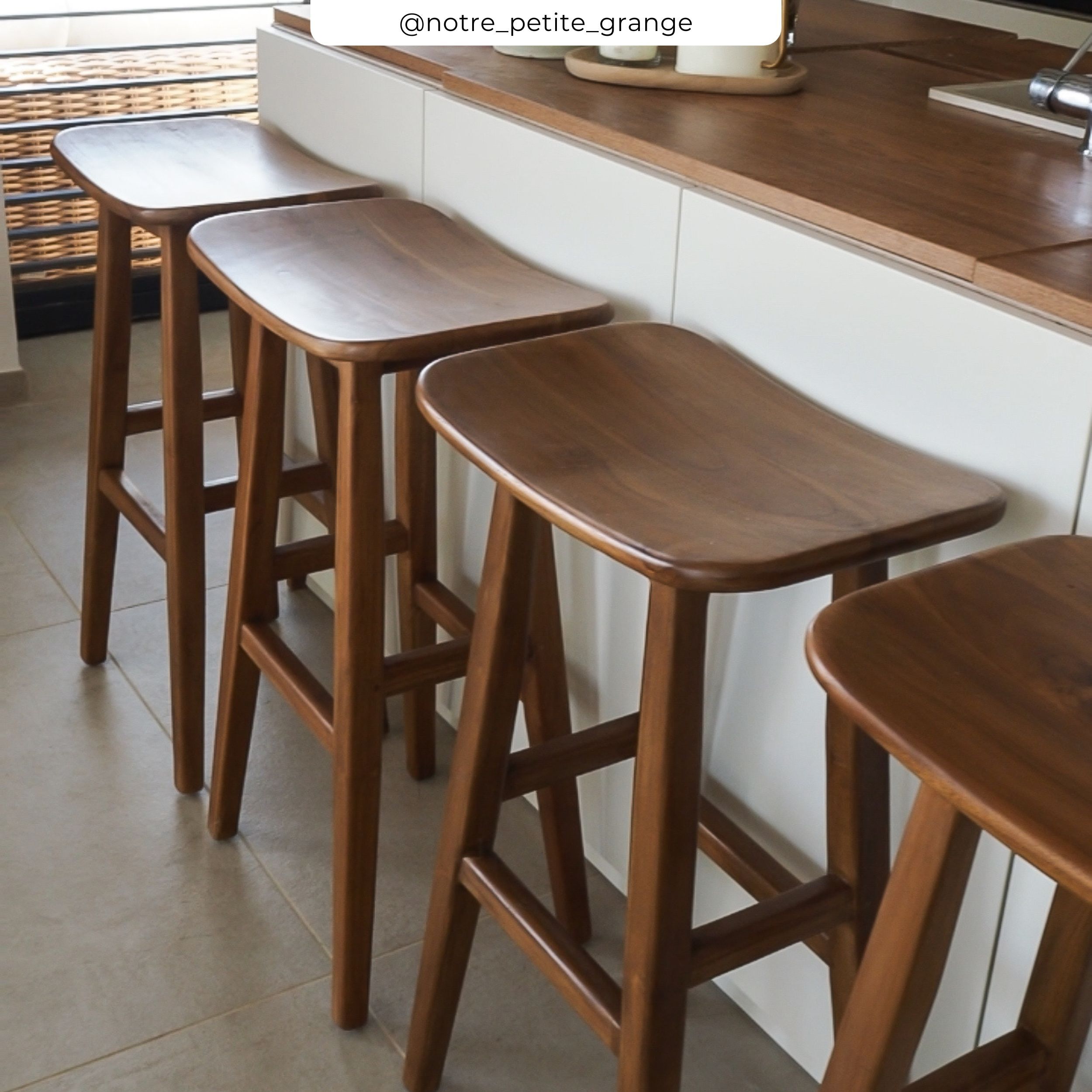 Tabouret de bar en bois de teck 77 cm - Vittoria