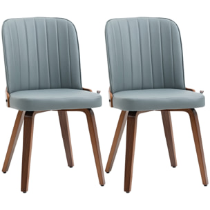 HOMCOM Juego de 2 Sillas de Comedor Modernas Sillas de Cocina con Asientos Tapizados en PU Cuero y Patas de Madera para Salón Dormitorio Carga 120 kg 47,5x55x85 cm Gris