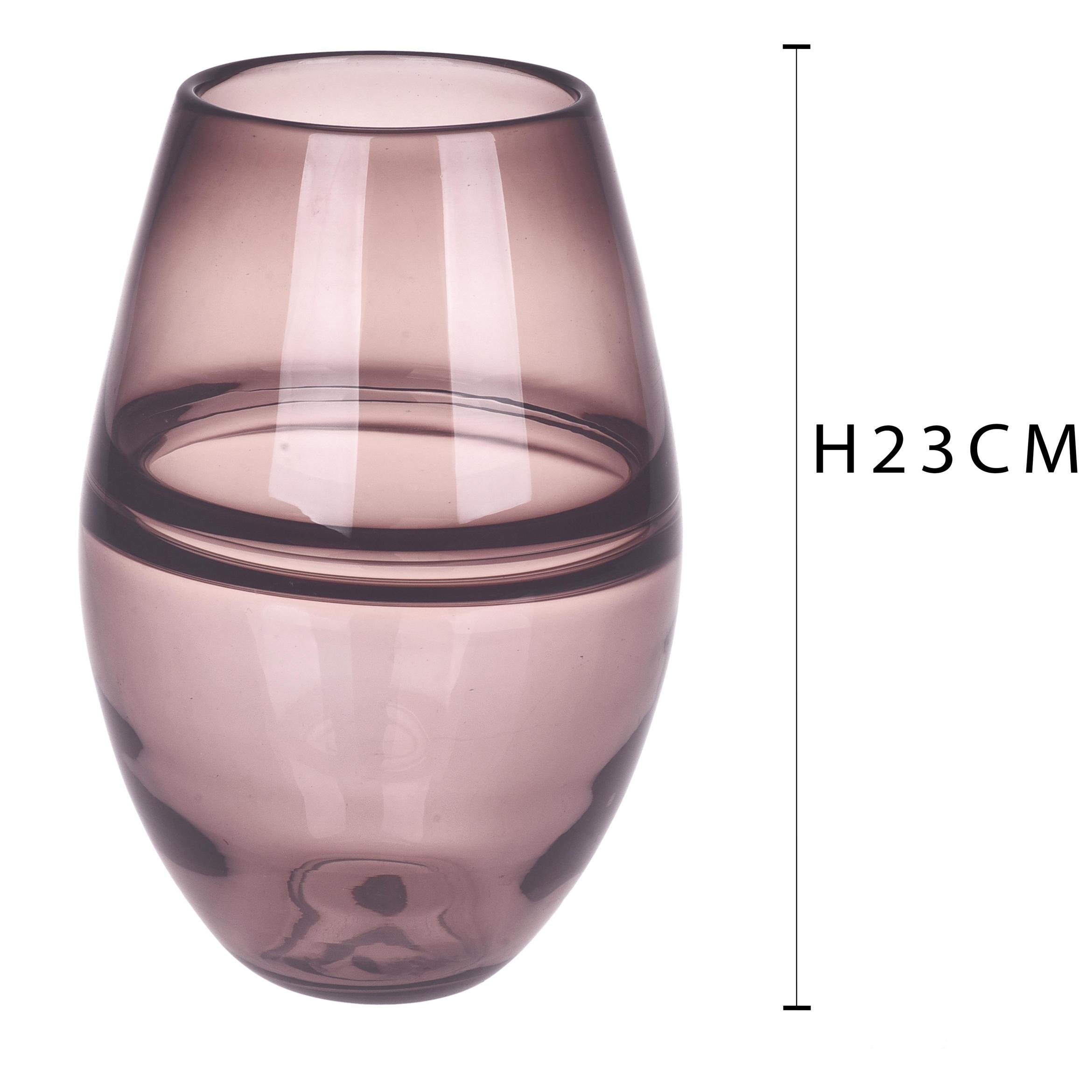 Vaso Decorato Con Linee. Altezza 23 Cm - Pezzi 1 - 17X23X17cm - Colore: Rosa - Bianchi Dino - Decori Casa E Complementi