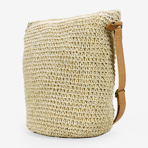 Bolso de rafia beige tipo bandolera