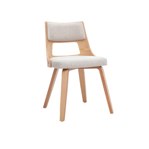 Chaise scandinave en tissu effet velours texturé beige et bois clair GARBO