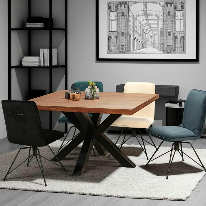 Table à manger carrée 130 cm pied central OKA