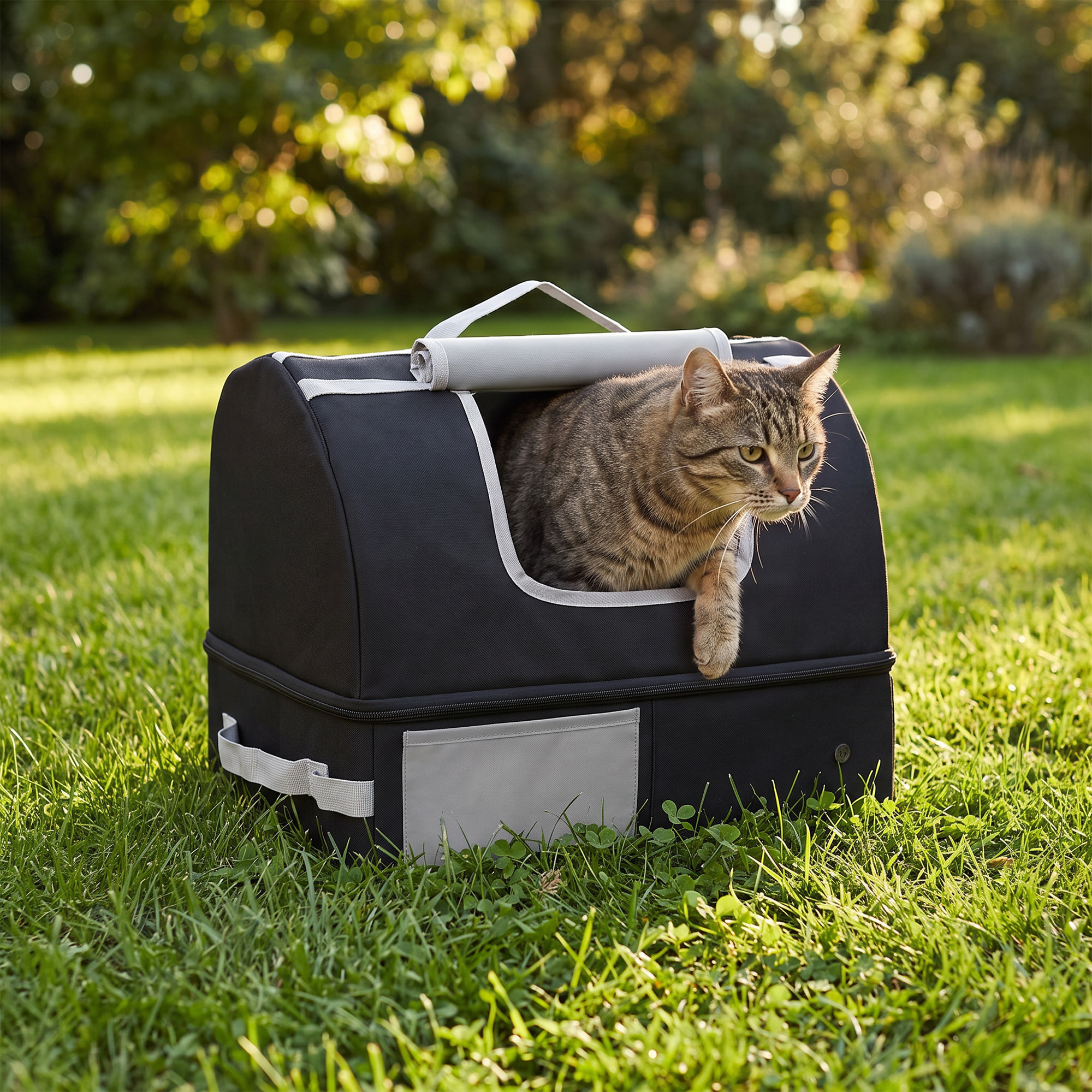 Litière voyage chat - bac à litière pliable portable imperméable zippé