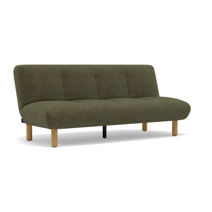 Soan - Banquette 2 places convertible clic-clac en velours texturé - Vert