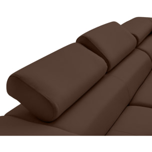 Zaria - canapé d'angle droit 5 places convertible avec coffre et têtières en simili - Marron