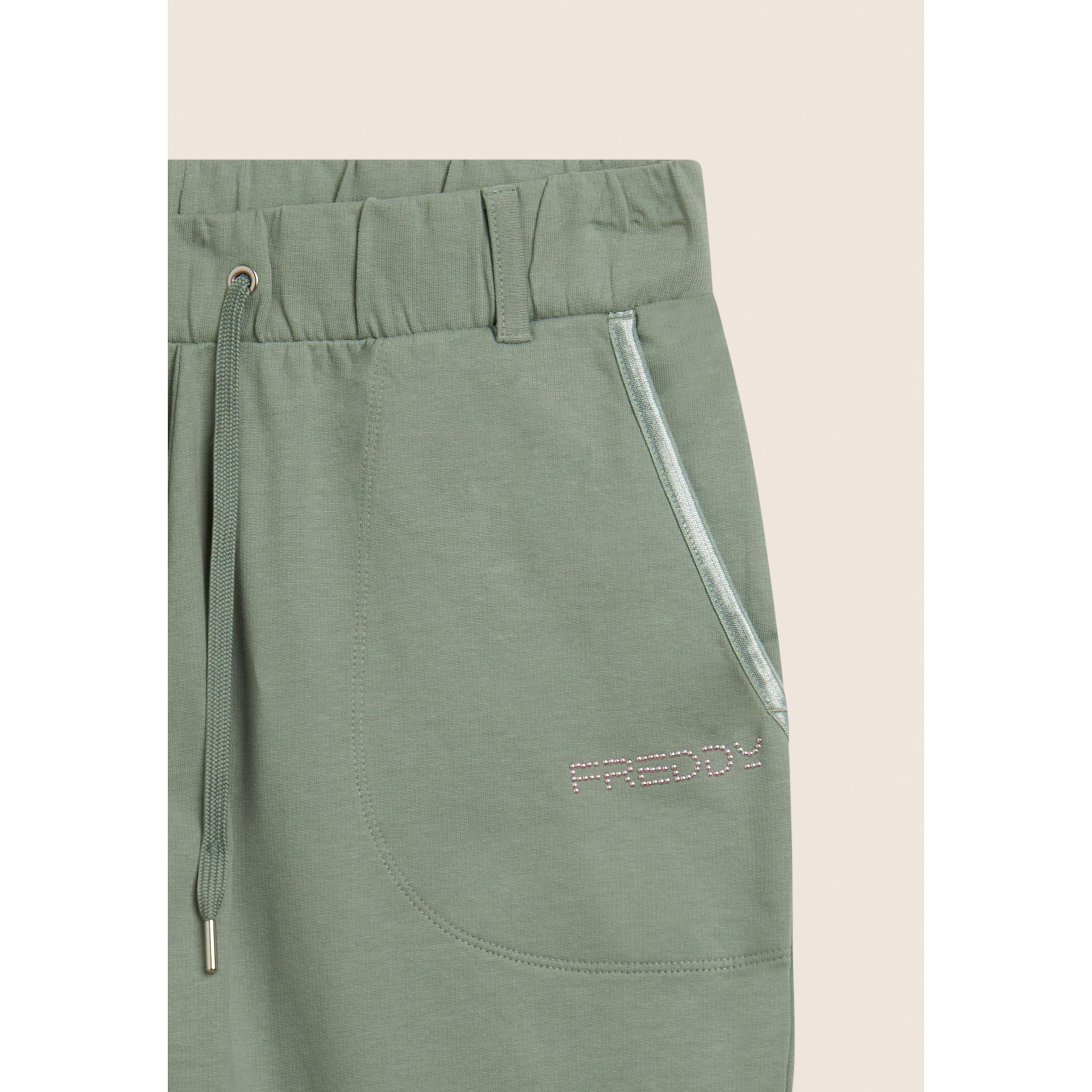 Pantaloni Sportivi in Jersey Pesante con Coulisse e Polsini