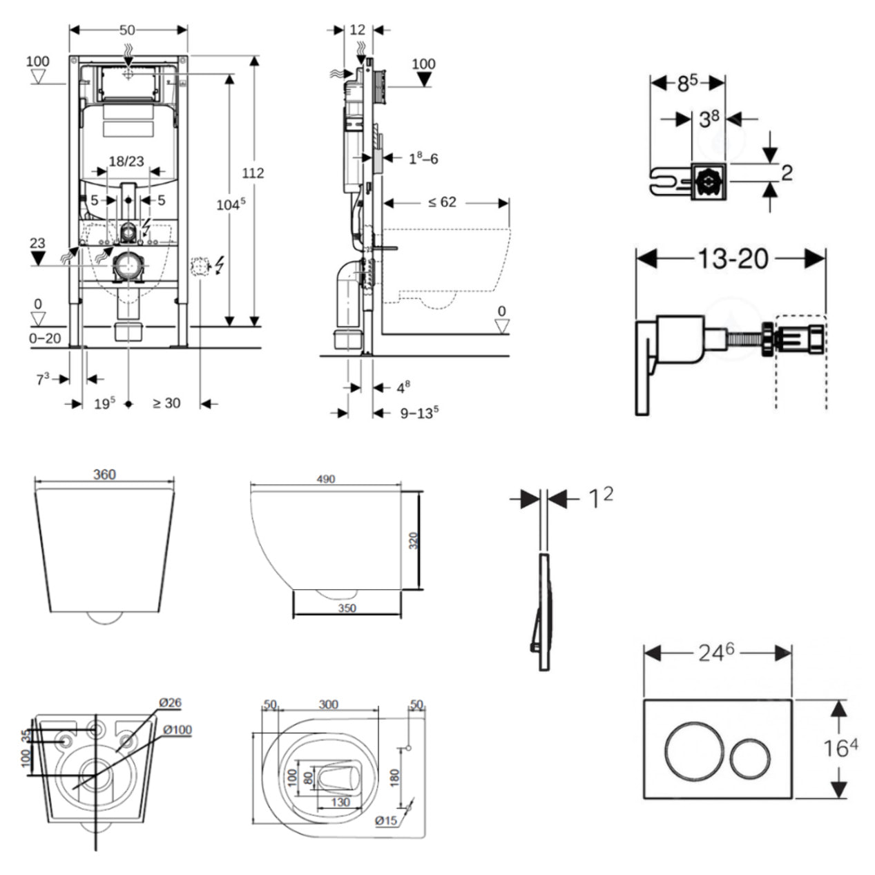 Duofix pack WC bâti-support + WC suspendu sans bride Ceramia PixL avec abattant SoftClose + plaque (GEDCEPXBMT09-IN)