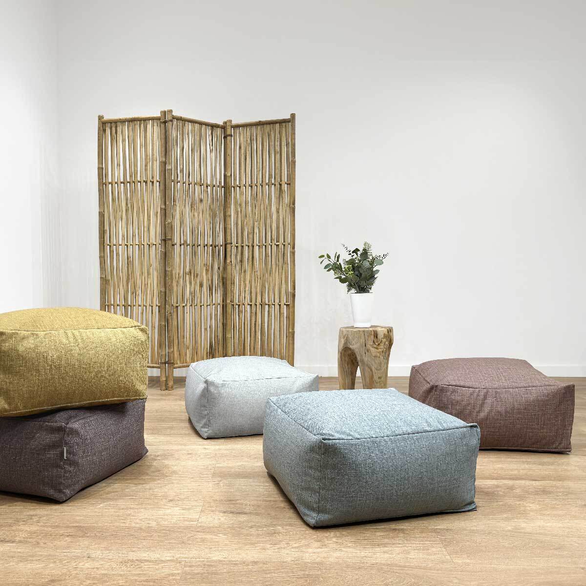 Puff desenfundable MAYA ocre 50x50x25 cm. Disponible en varios colores