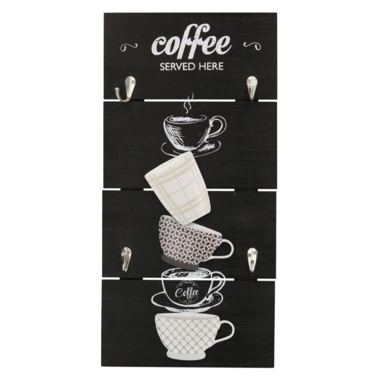 Portachiavi in legno nero coffee rettangolare 4 posti cm22x44,5x1