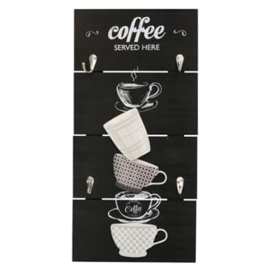 Portachiavi in legno nero coffee rettangolare 4 posti cm22x44,5x1