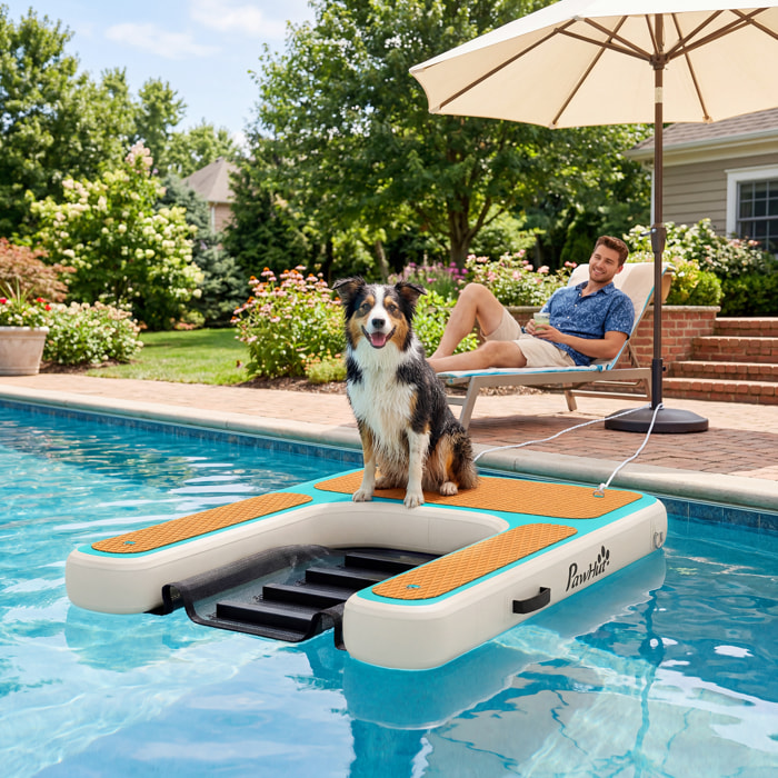 Rampe pour chien - rampe d'eau flottante gonflable pour chien - échelle flottante pour bateaux - surface antidérapante orange