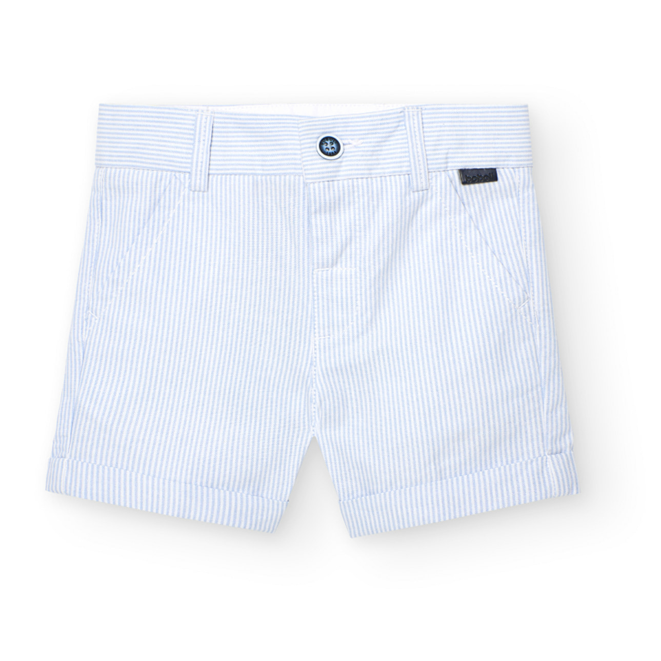 Bermudas oxford niño, estampado de rayas, azul claro