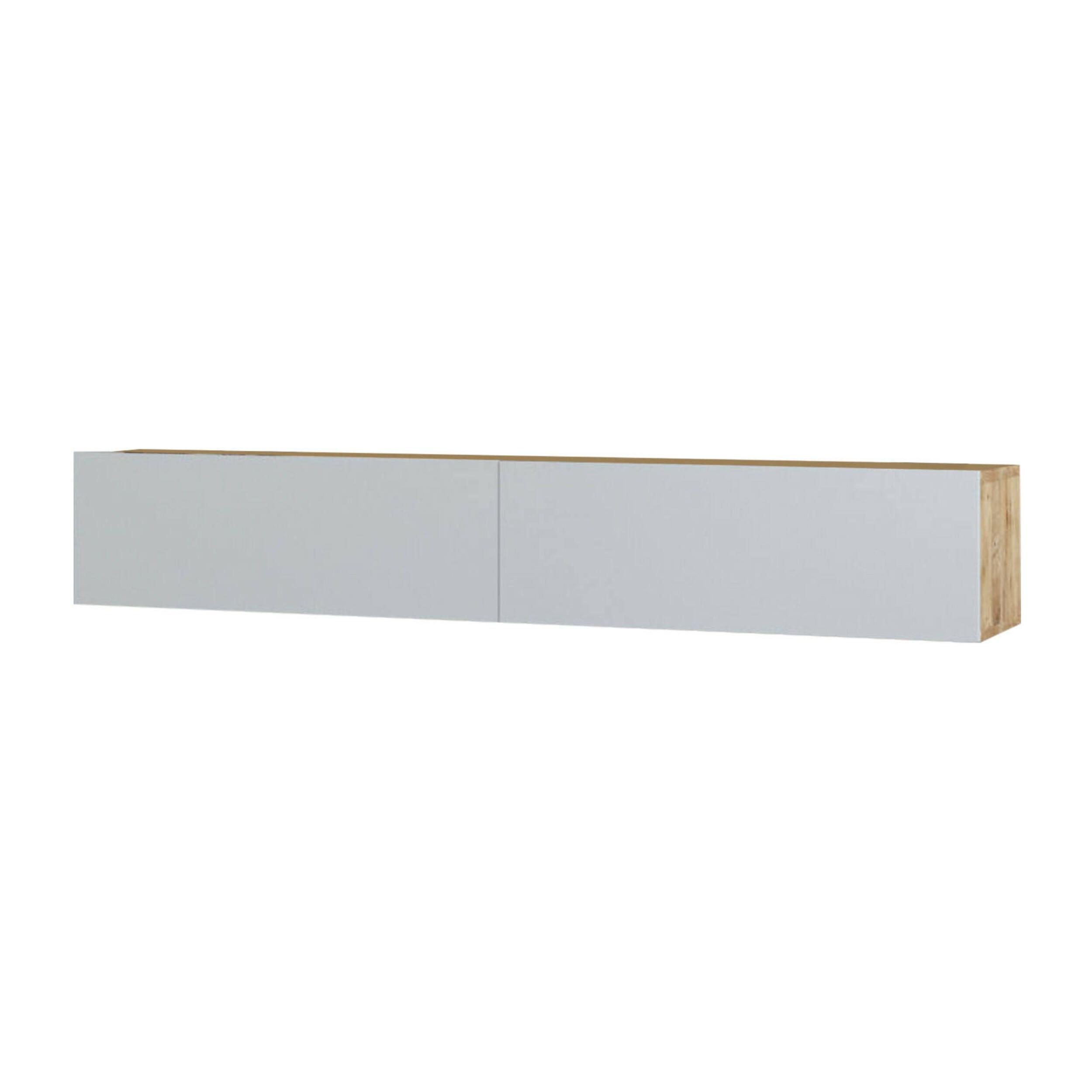 Mobile porta TV Dpirche, Credenza da soggiorno, Armadio basso per TV, Base parete attrezzata, 180x32h30 cm, Quercia e Bianco