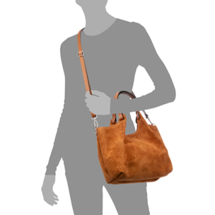 Baragiano borsa tote donna. Pelle scamosciata autentica.