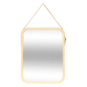 Miroir mural avec lanière en cuir 45x35cm
