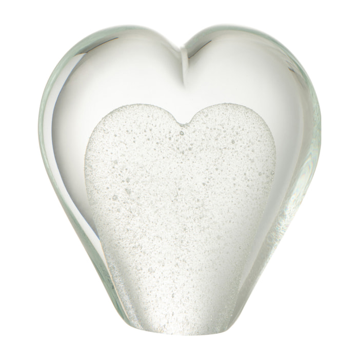 J-Line presse-papier Coeur - verre - blanc - large