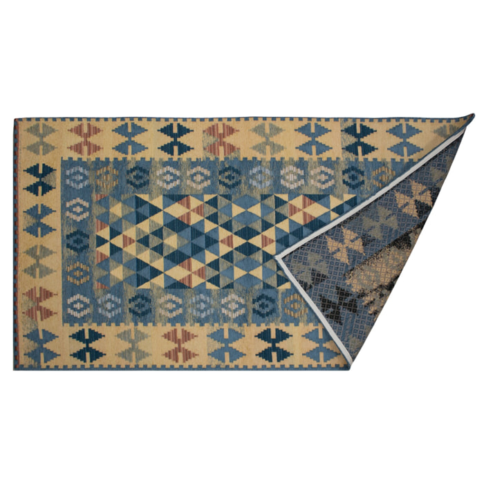 TAPPETO ARREDO KILIM AZZURRO TOPAZIO CON FONDO ANTISCIVOLO MADE IN ITALY