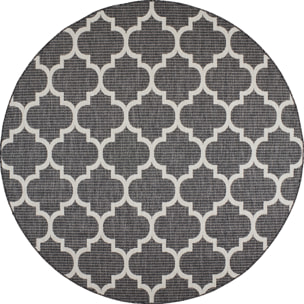 Moa- tapis d'extérieur anthracite à motif blanc