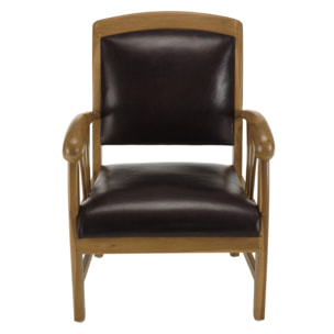 DAK - Fauteuil teck et cuir marron