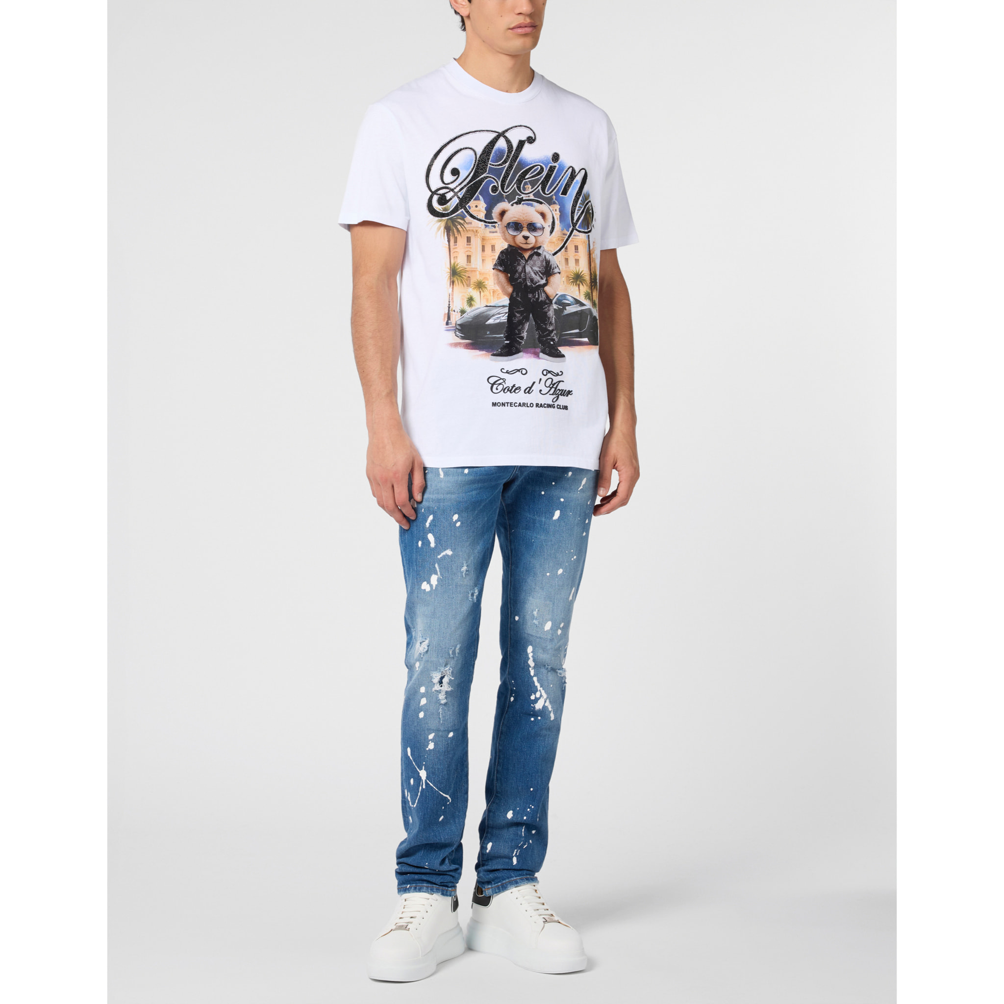 PHILIPP PLEIN Round Neck T-Shirt Teddy Racing