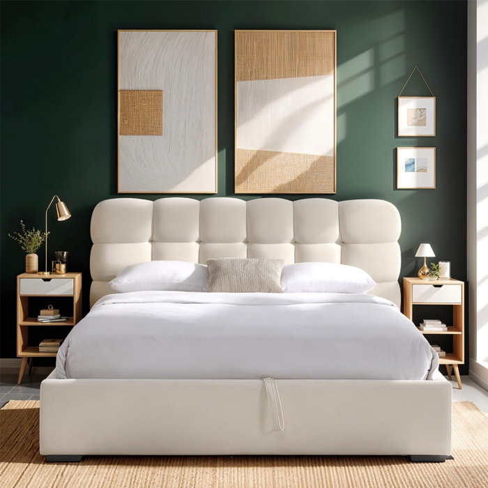 Lit coffre avec tête de lit en velours - LOLA