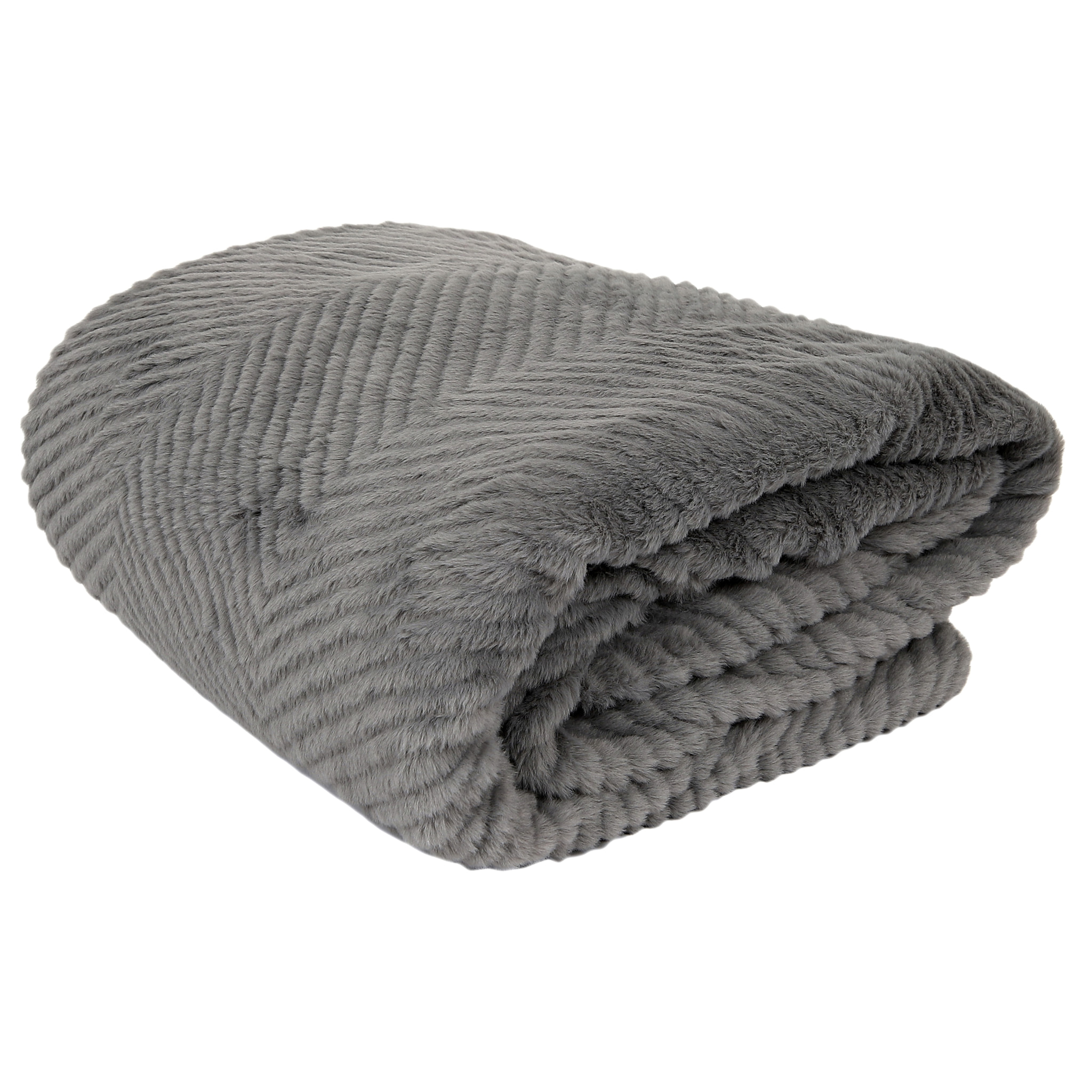 Plaid - HOME DECO FACTORY - Imitation Fourrure - Douceur - Gris