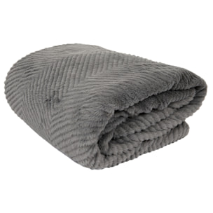 Plaid - HOME DECO FACTORY - Imitation Fourrure - Douceur - Gris