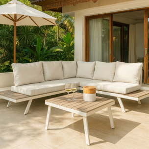 Salon de jardin 6 places en aluminium beige  CALVI