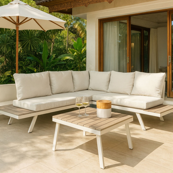 Salon de jardin 6 places en aluminium beige  CALVI