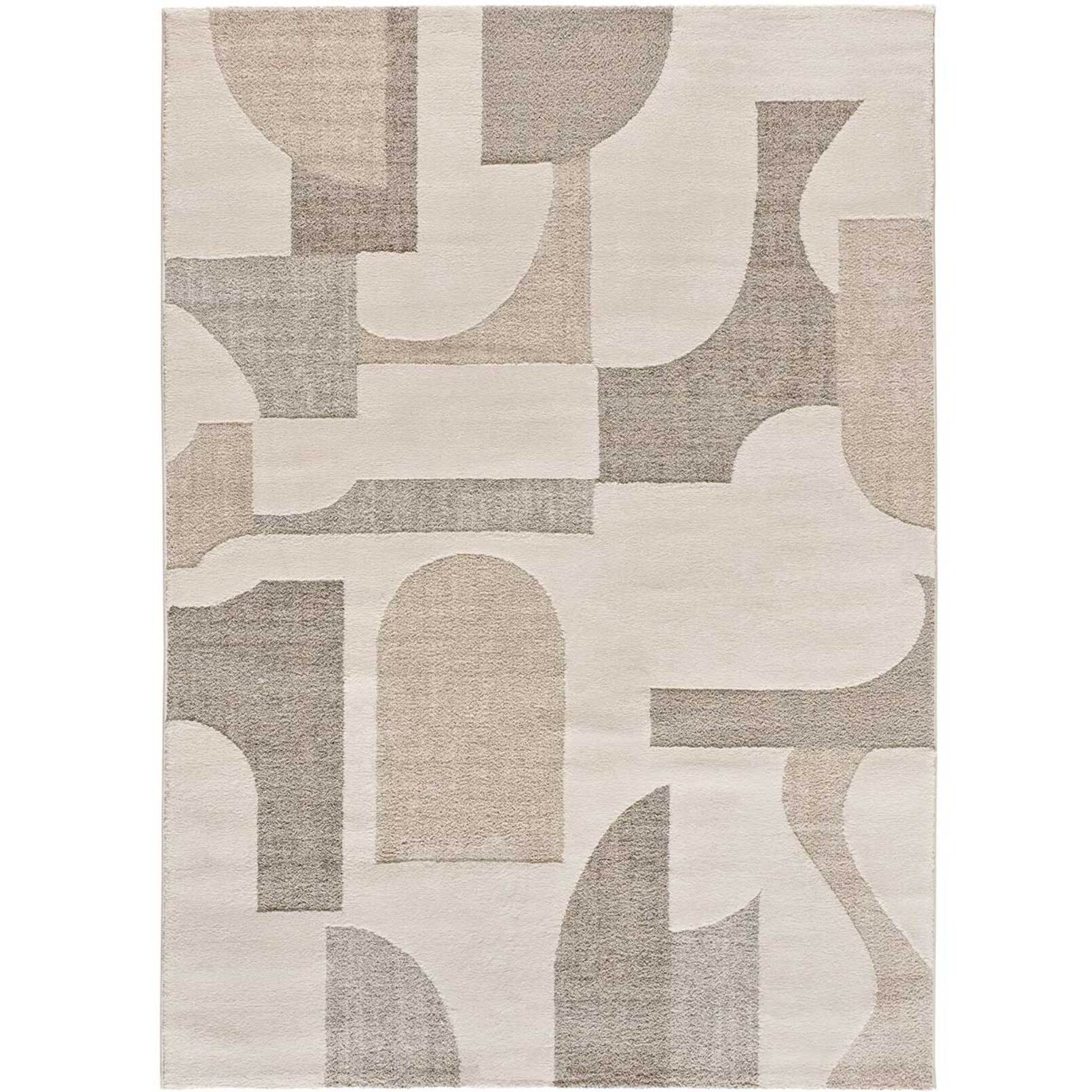 VERONA Alfombra geomÃ©trica con relieve en color crema, varias medidas disponibles.