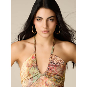 Oltre - Vestido largo de satén con espalda descubierta - Beige
