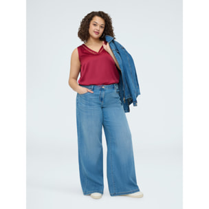 Fiorella Rubino - Top con escote en V y detalle de encaje - Burgundy