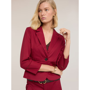 Motivi - Blazer de sarga de algodón con ajouré - Rojo