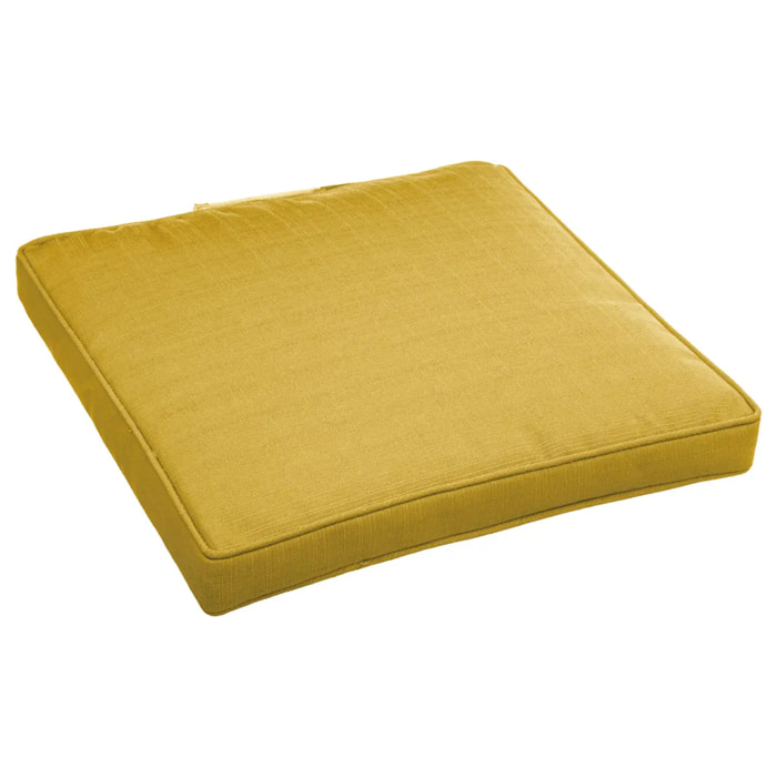 Galette de chaise à scratch "Korai" jaune moutarde 40x40x4cm en polyester