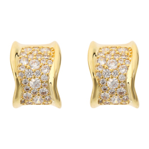 Orecchini a Lobo Sinuosi placcati Oro Giallo 18Kt con Pavé di Cubic Zirconia