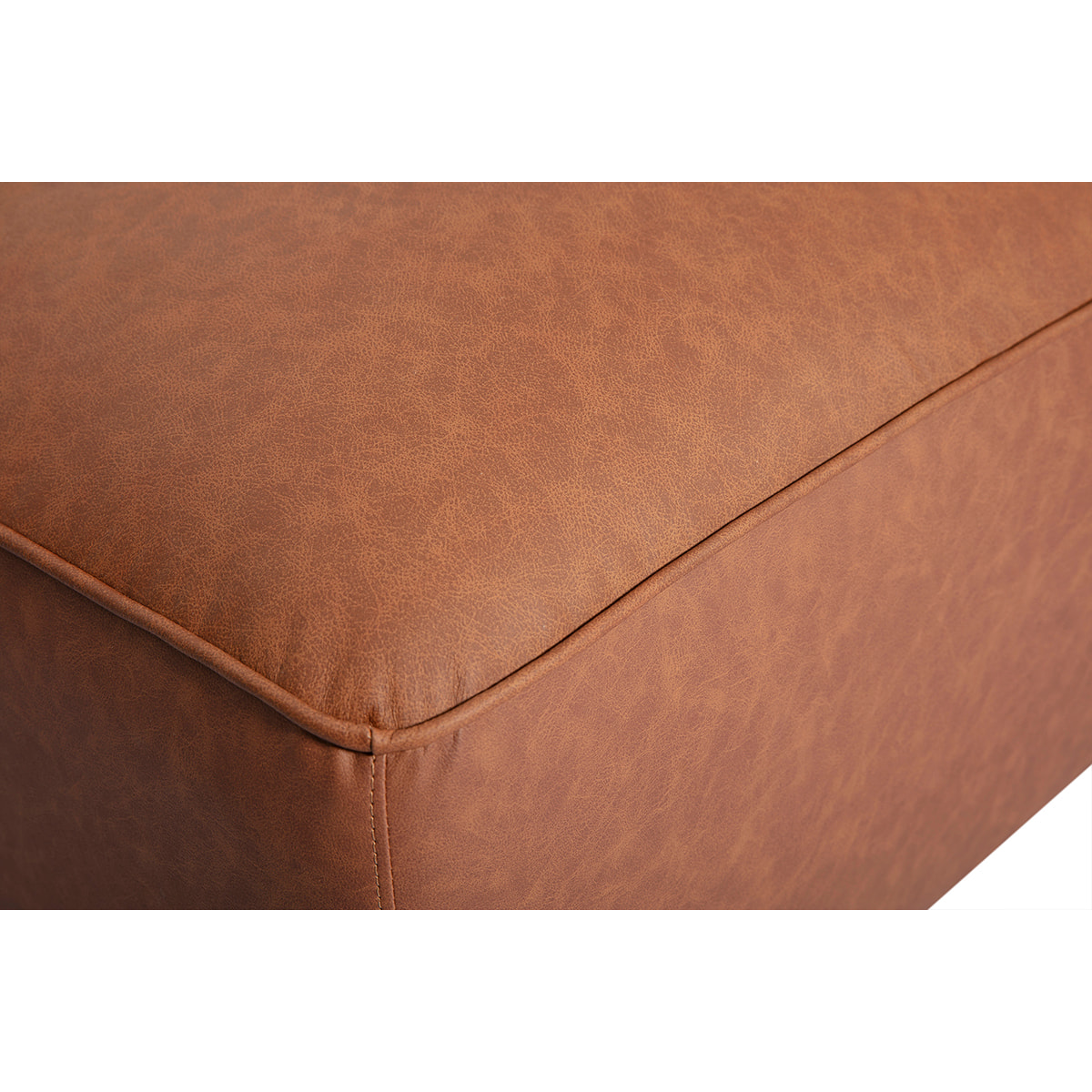Pouf repose pieds en cuir marron FERGUS
